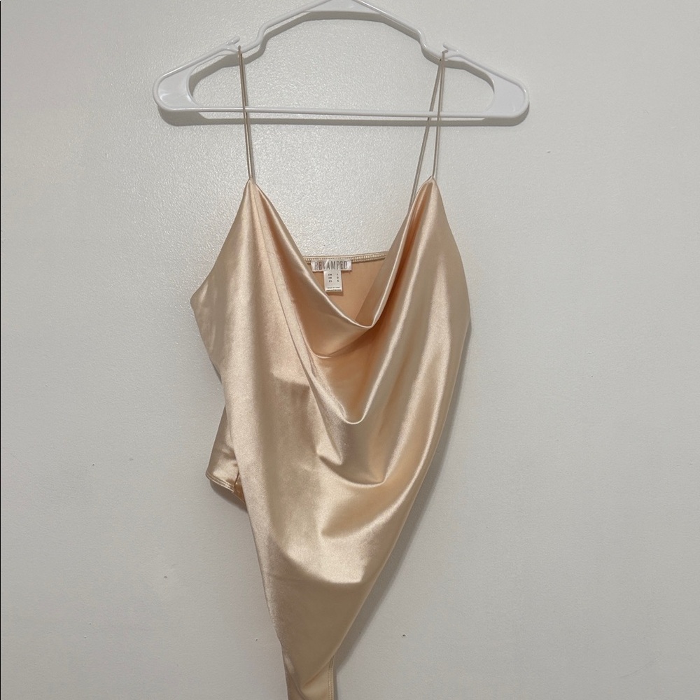 Champagne Satin Cowl Neck Top